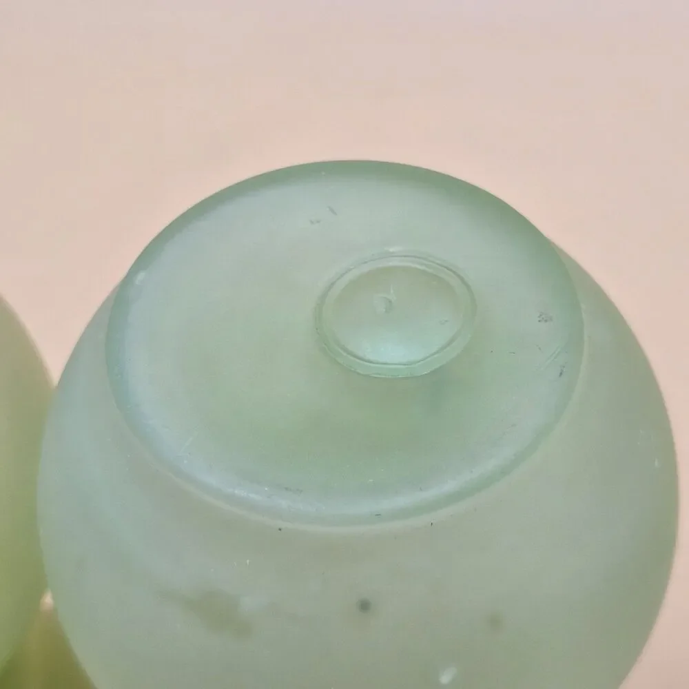Vintage Viking Glass Frosted Green Uranium Glass Vases 6.25